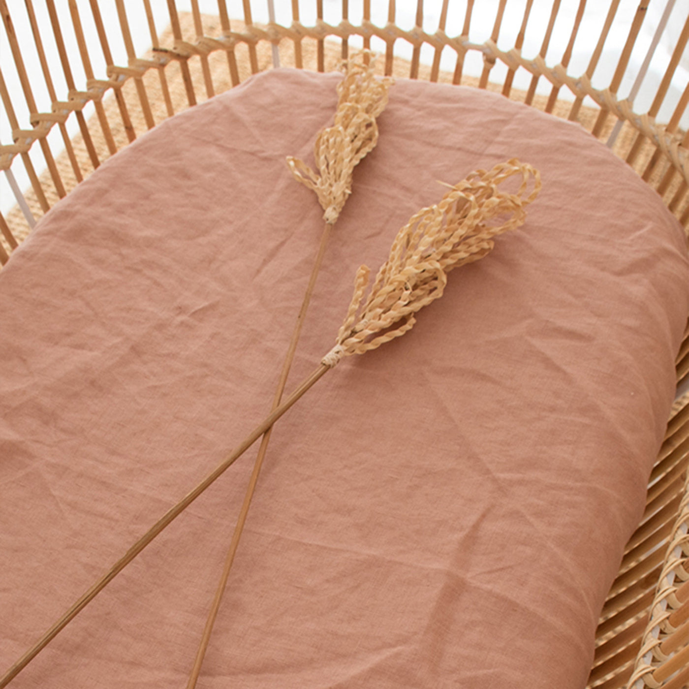 French Flax Linen Bassinet Sheet in Clay