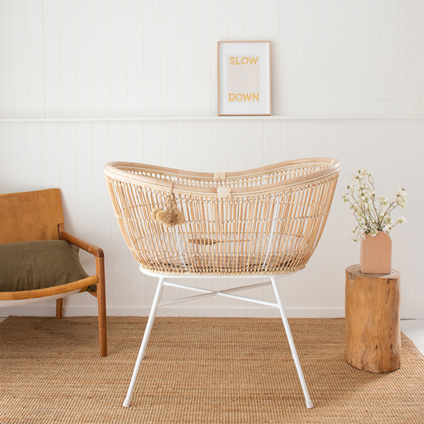 French Flax Linen Bassinet Sheet in Beige Gingham