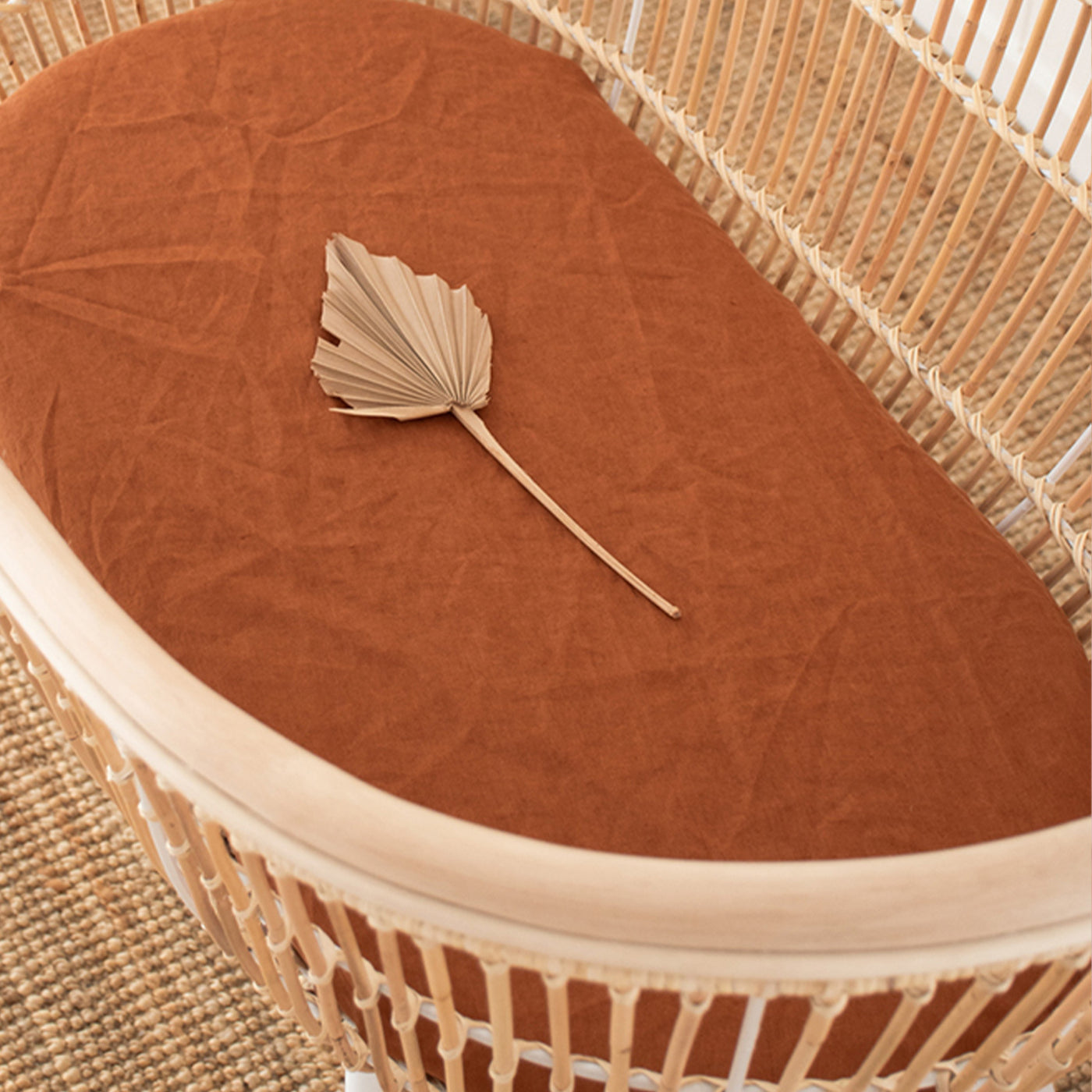 French Flax Linen Bassinet Sheet in Ochre