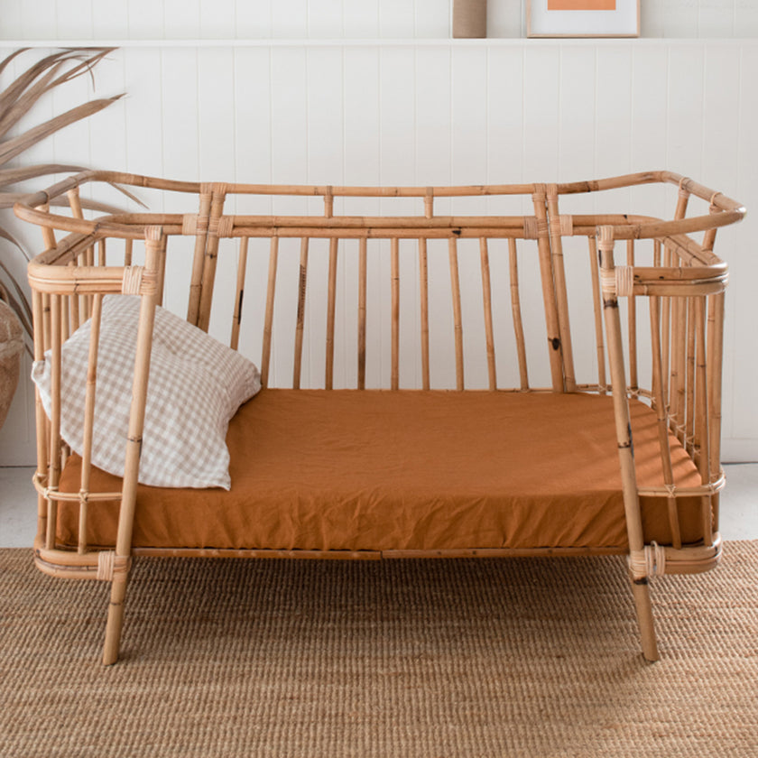 French Flax  Linen Cot Sheet in Ochre