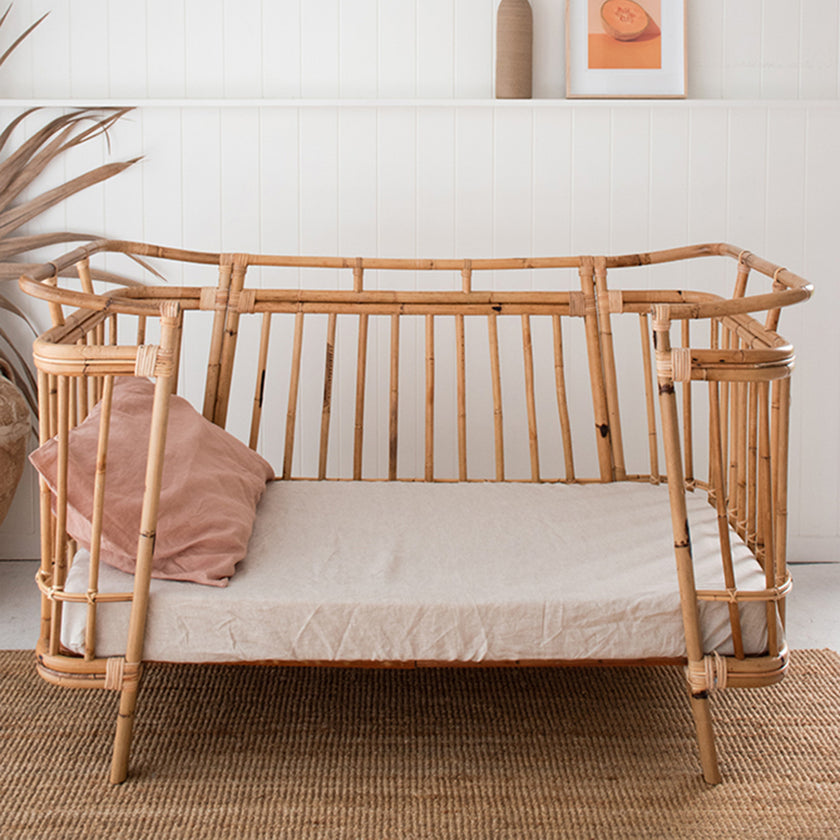 French Flax  Linen Cot Sheet in Natural