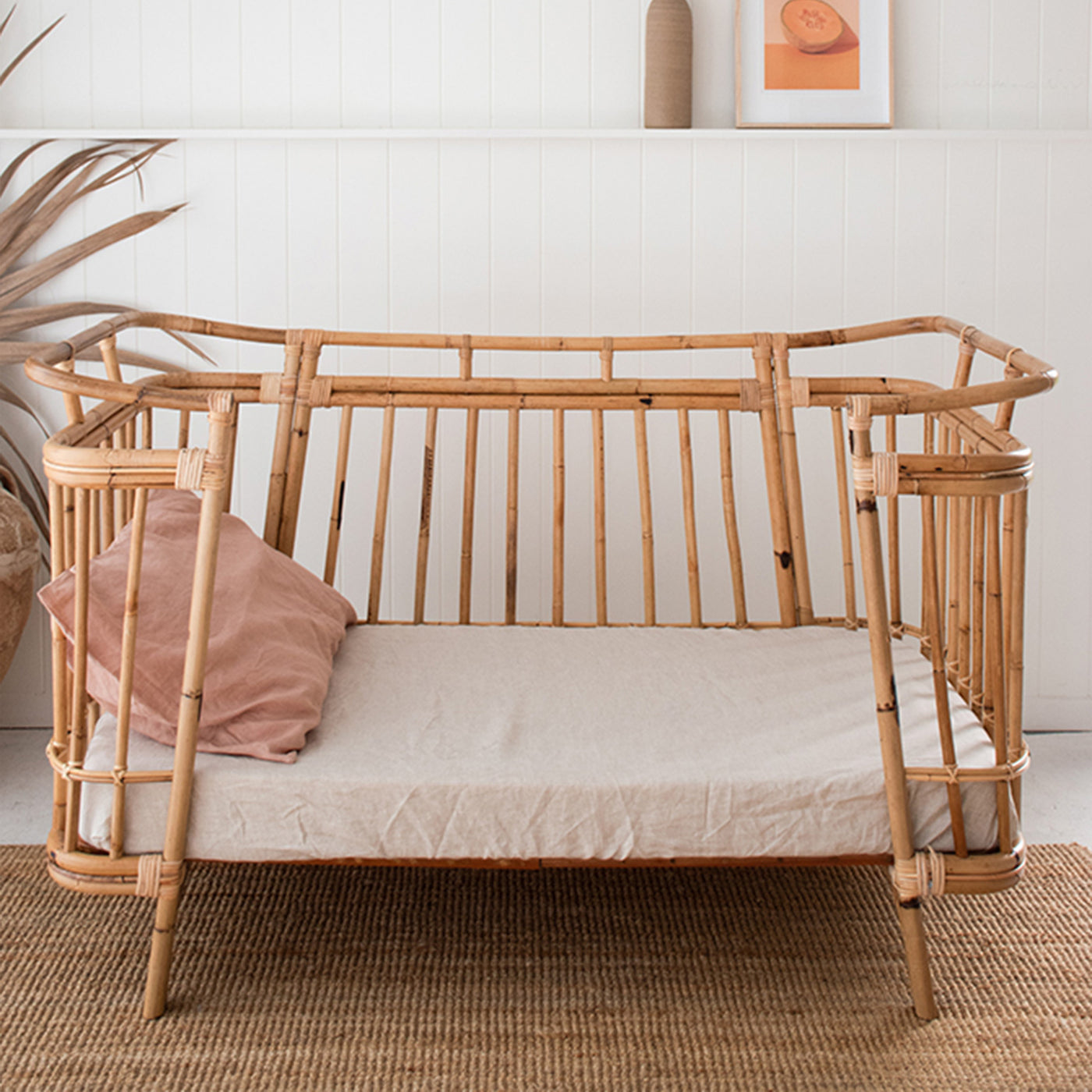 French Flax Linen Cot Sheet in Natural