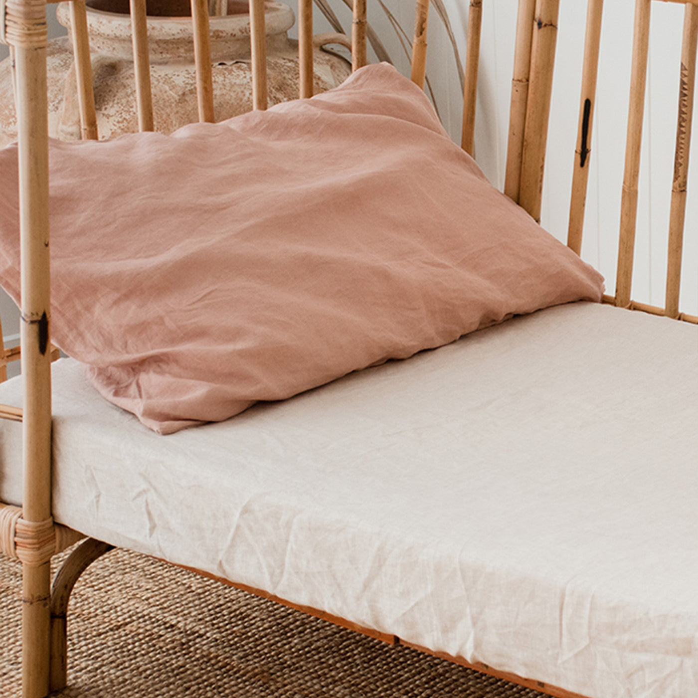 French Flax Linen Cot Sheet in Natural