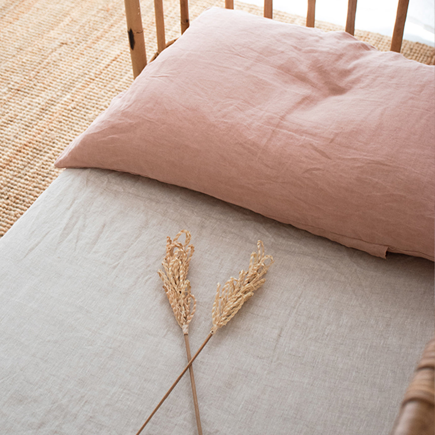 French Flax Linen Cot Sheet in Natural