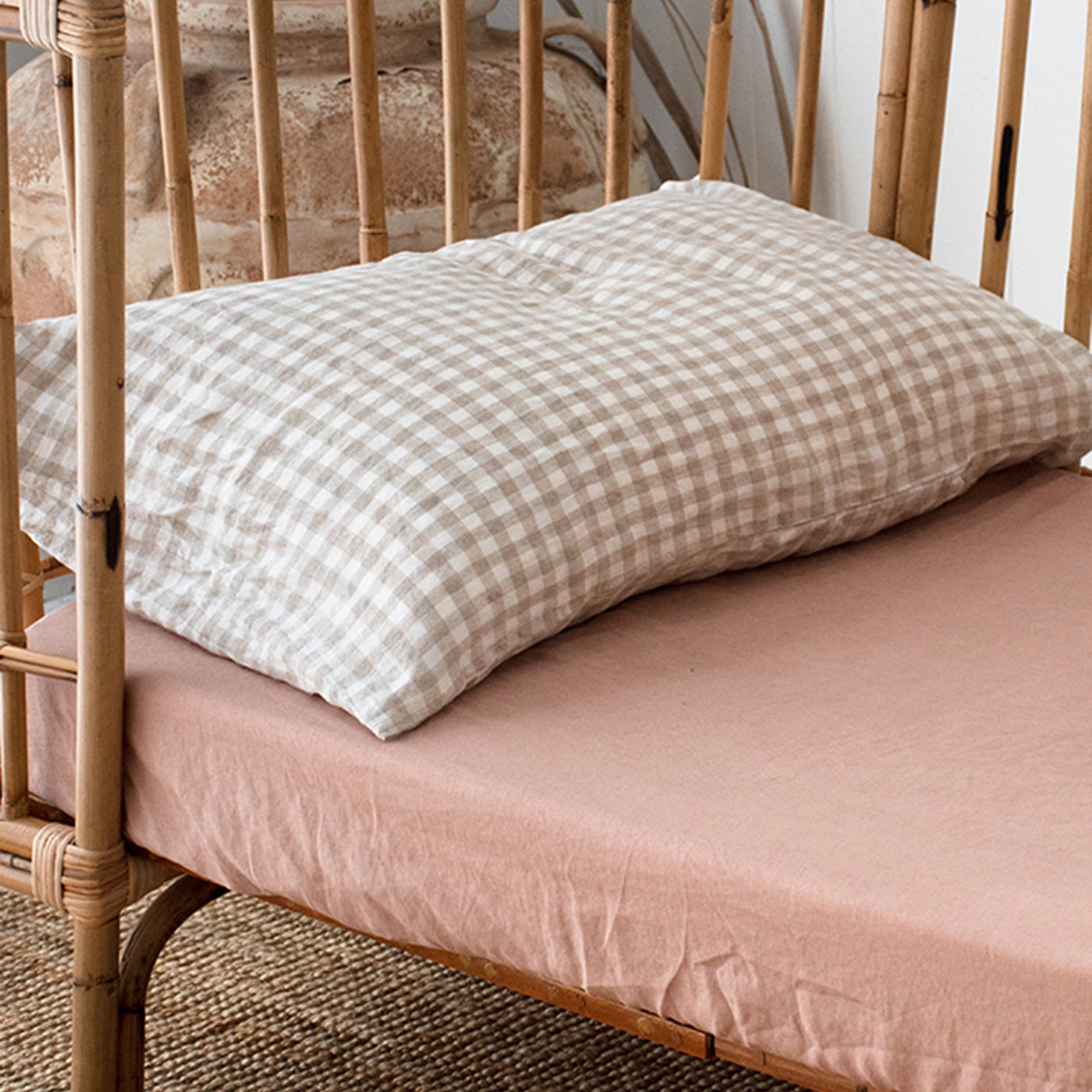 French Flax Linen Cot Sheet in Clay