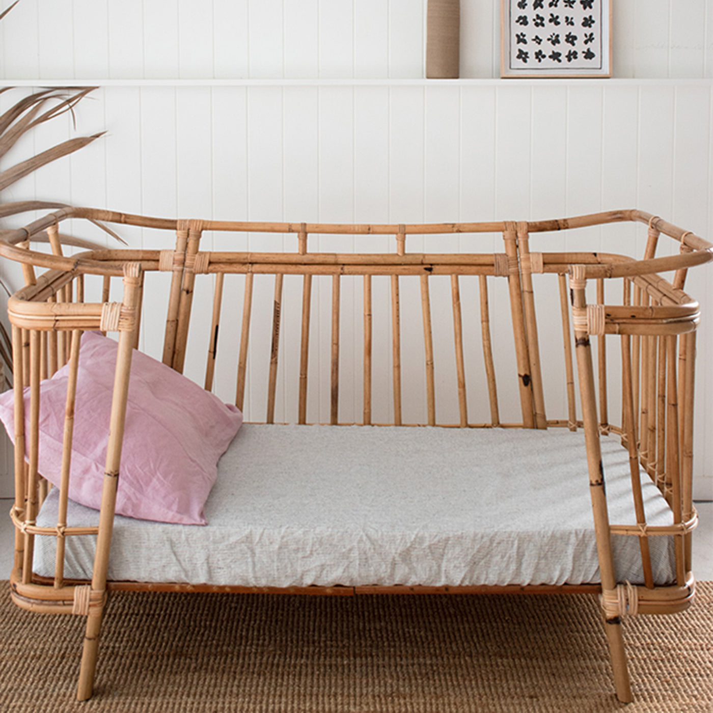 French Flax  Linen Cot Sheet in Pinstripe