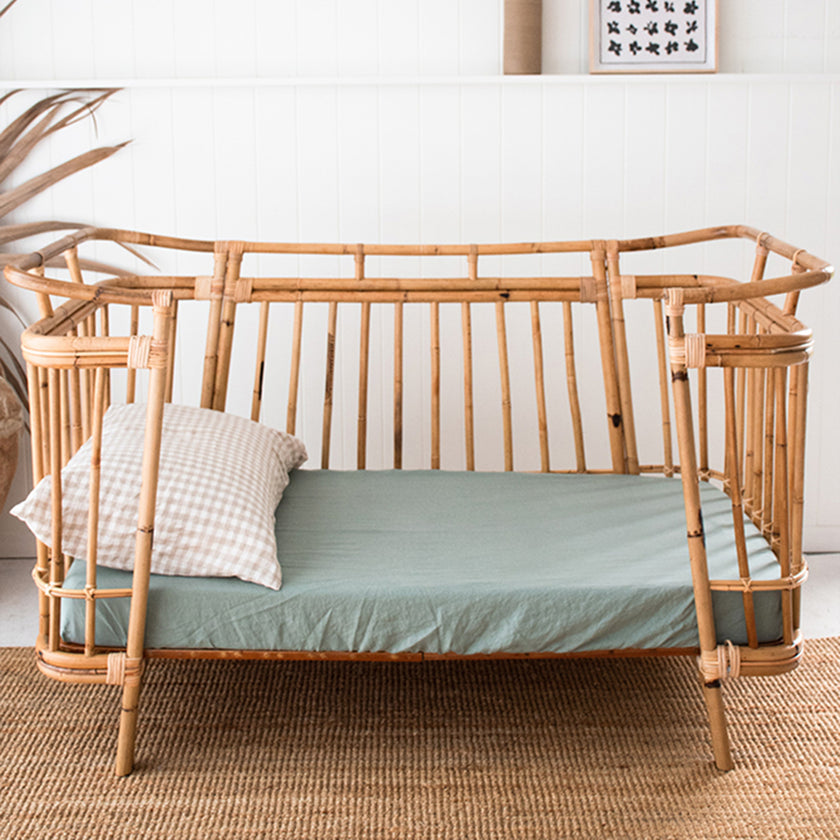 French Flax  Linen Cot Sheet in Sage