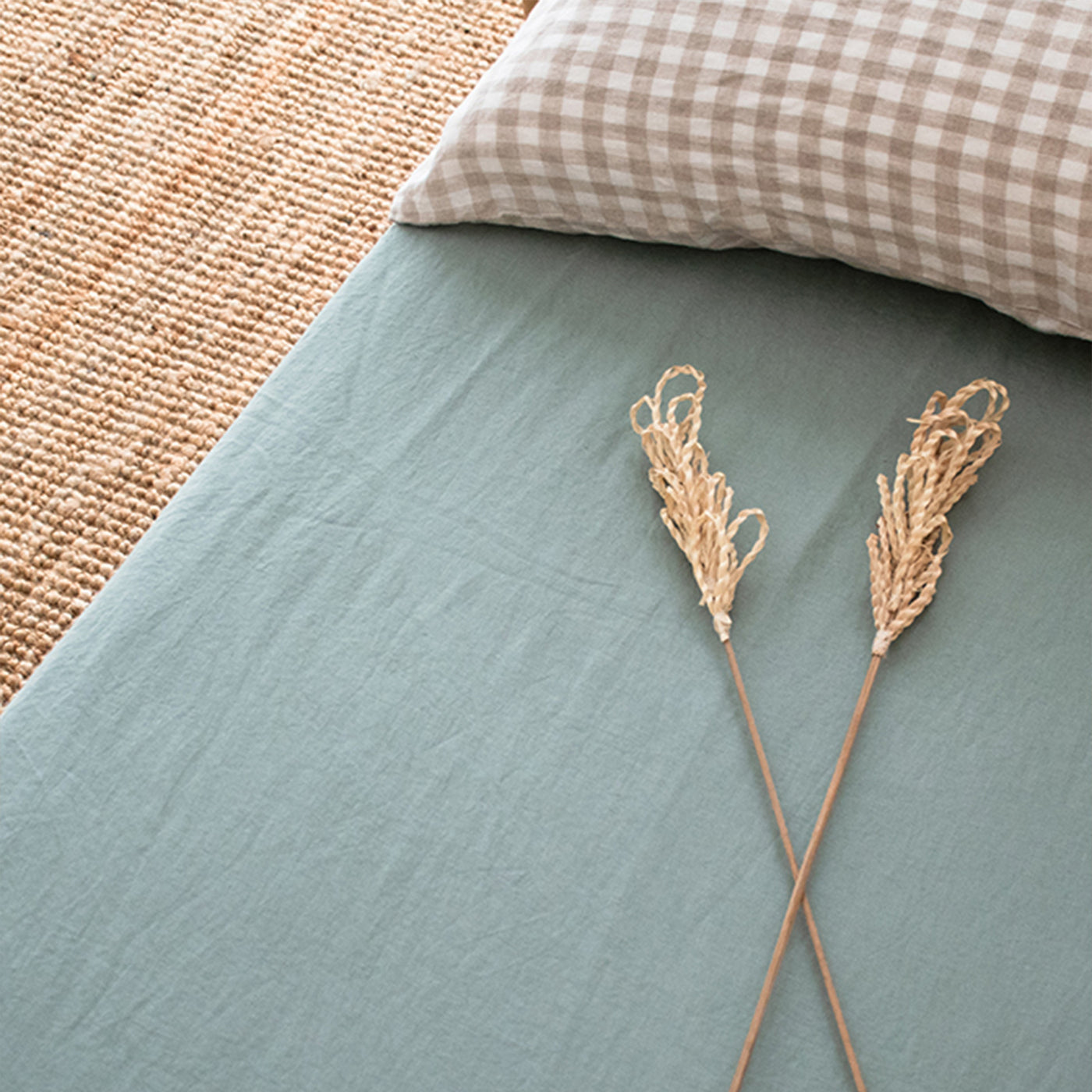 French Flax Linen Cot Sheet in Sage