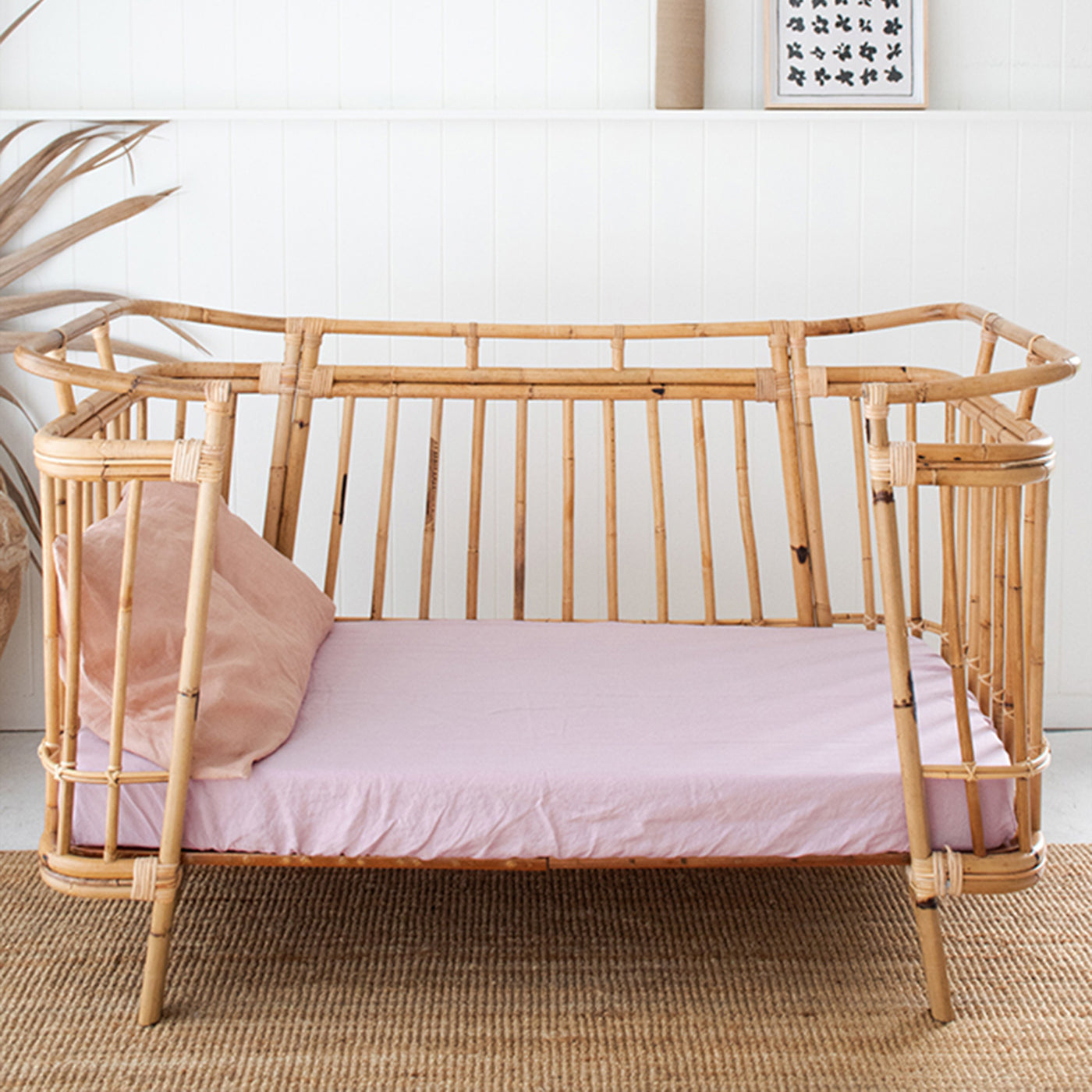 French Flax Linen Cot Sheet in Lilac