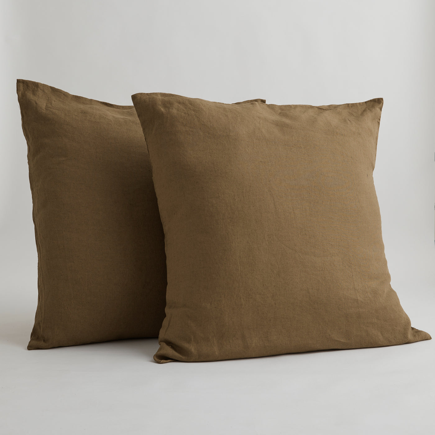French Flax Linen Pillowcase Set in Olive