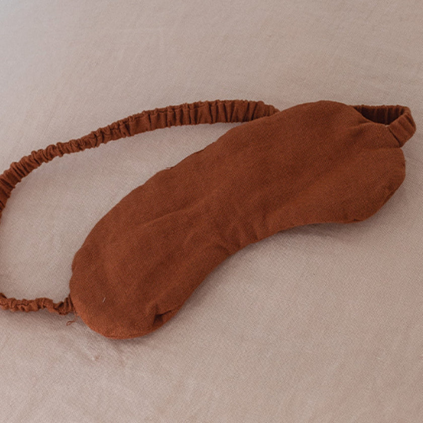 French Flax Linen Eye Mask in Ochre