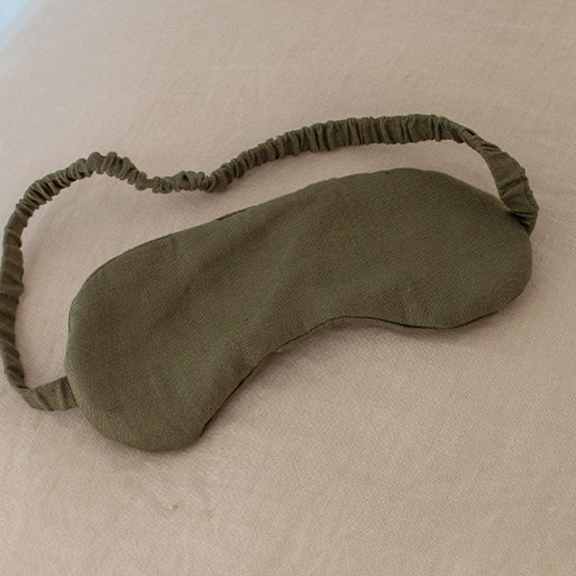 French Flax Linen Eye Mask in Olive
