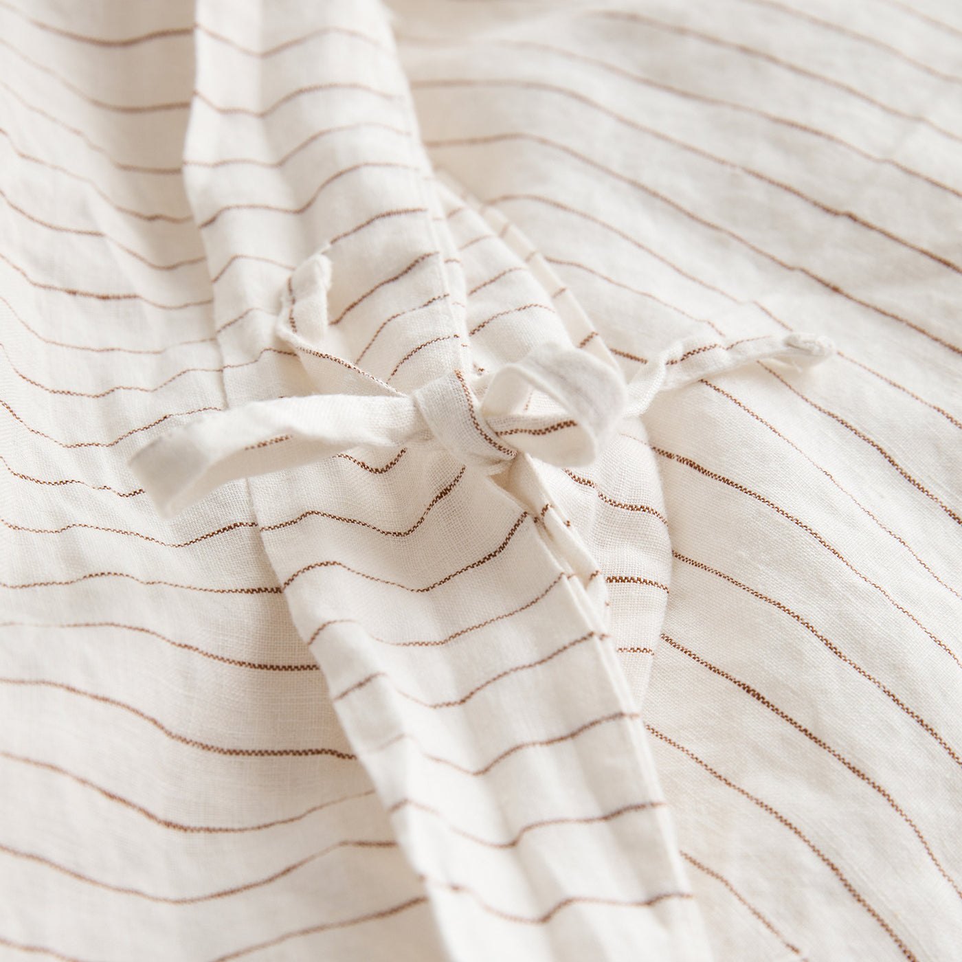 French Flax Linen Quilt Cover in Cocoa Stripe