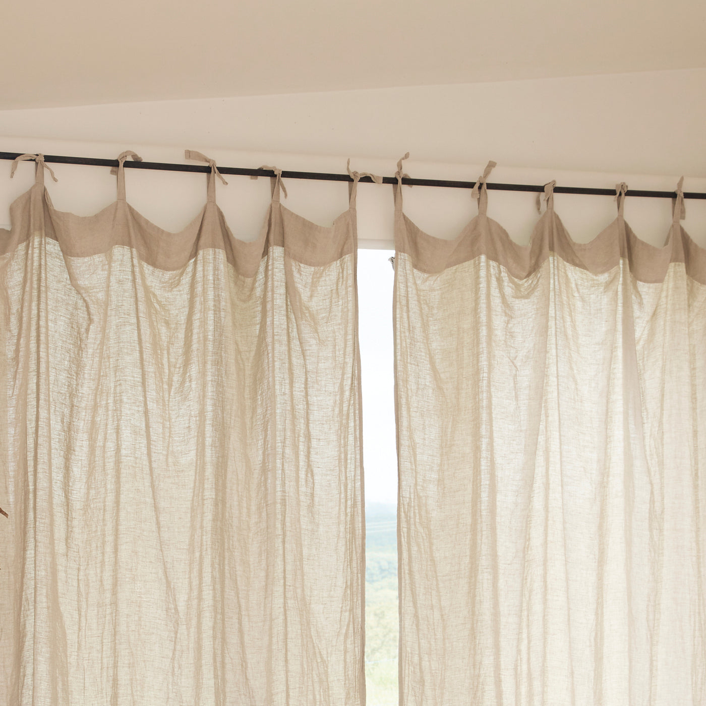 French Flax Linen Curtain Set in Natural