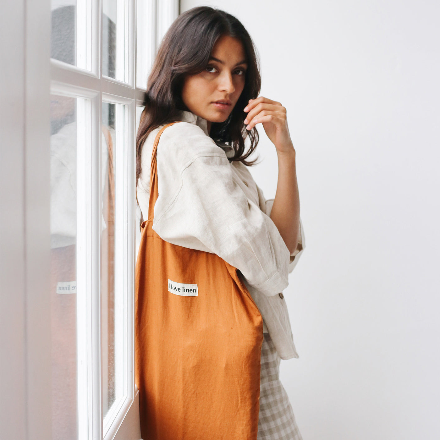 French Flax Linen Market Bag in Ochre