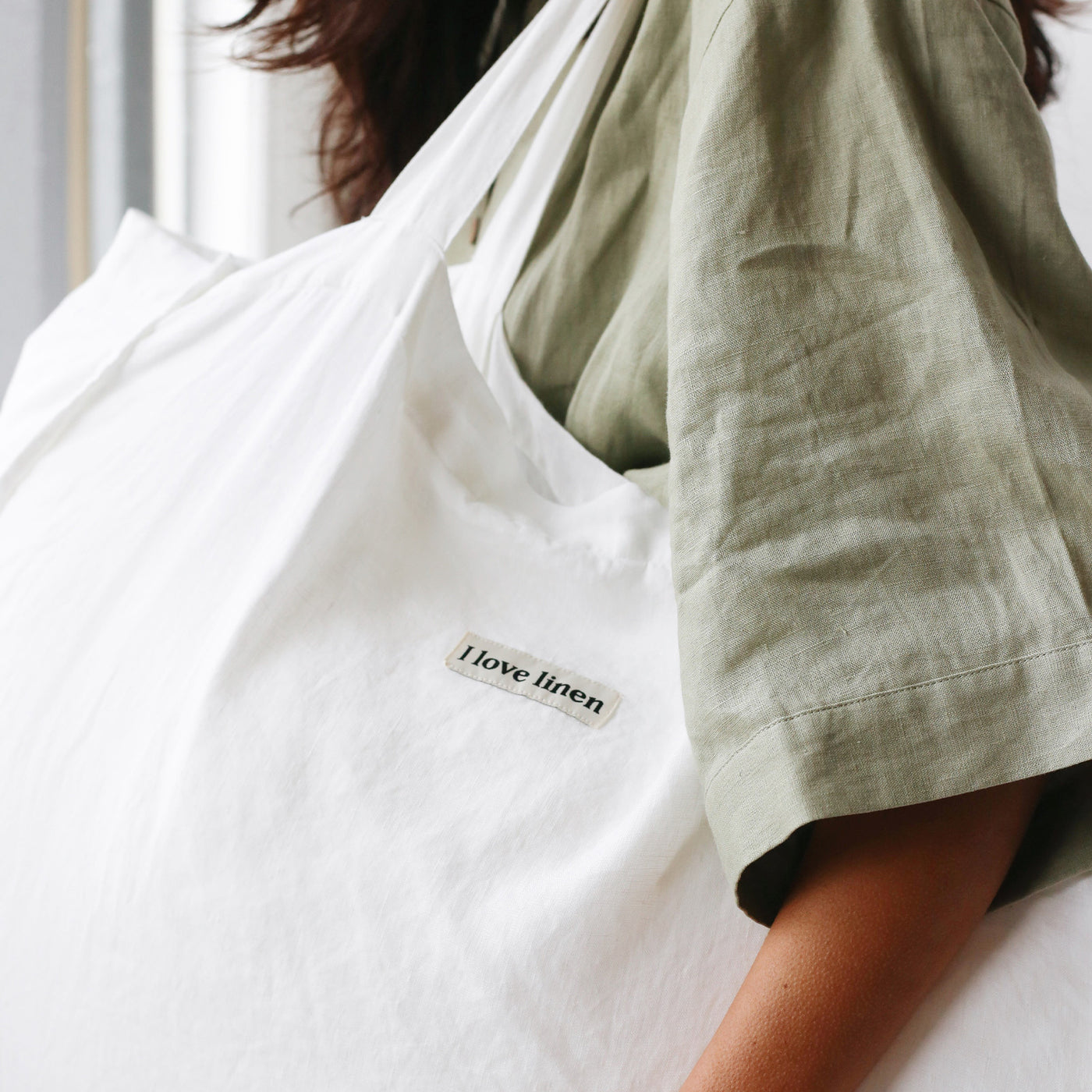 French Flax Linen Carry All Bag in White