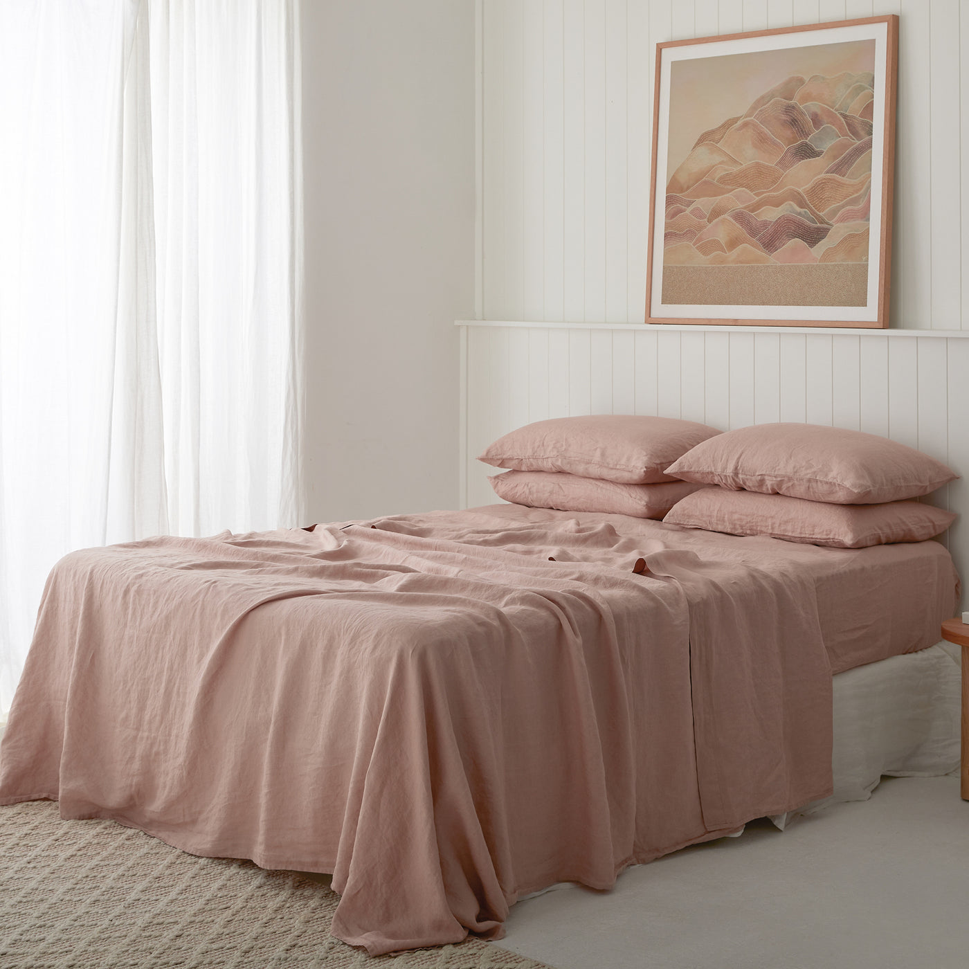 French Flax Linen Flat Sheet in Clay