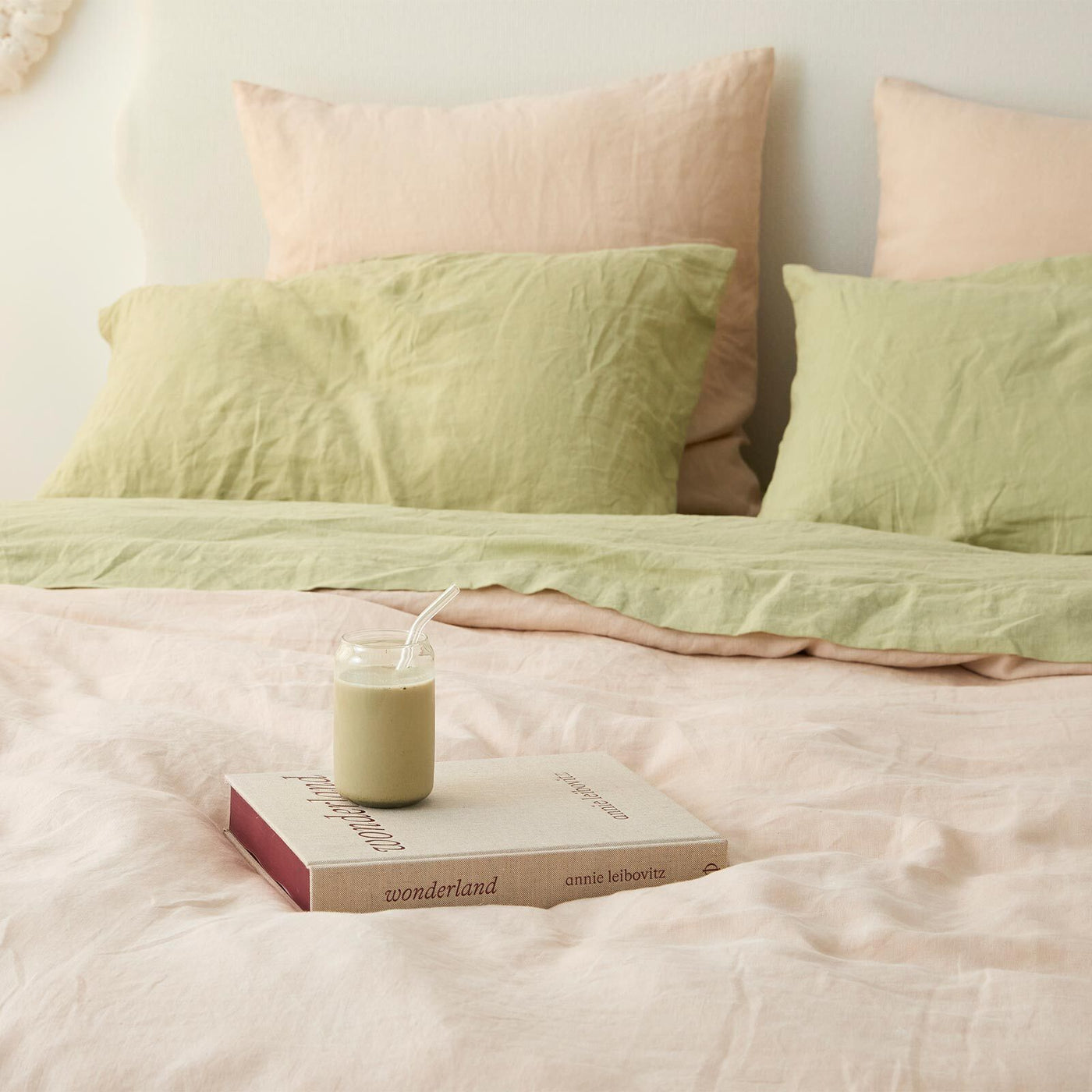 French Flax Linen Flat Sheet in Matcha