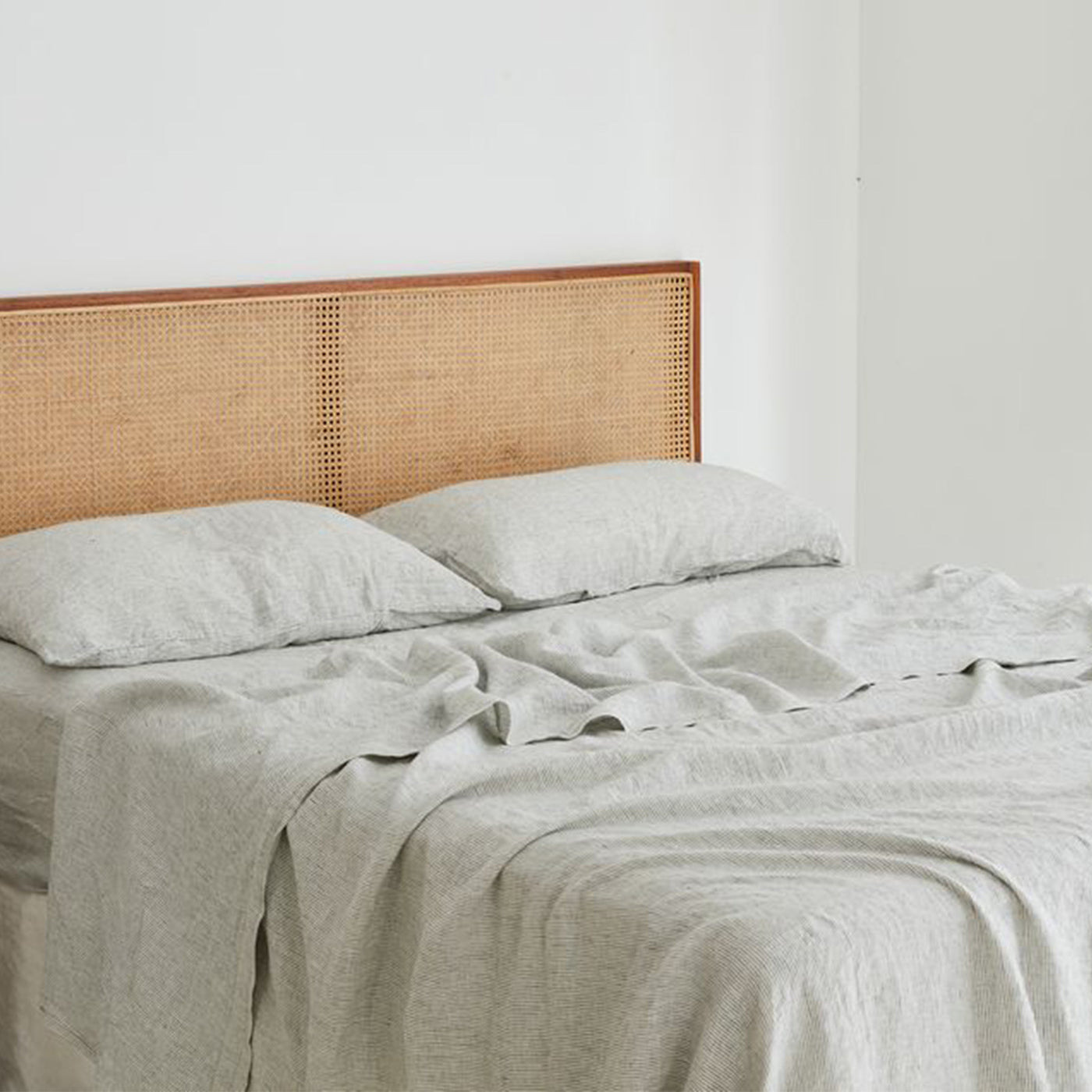 French Flax Linen Flat Sheet in Pinstripe