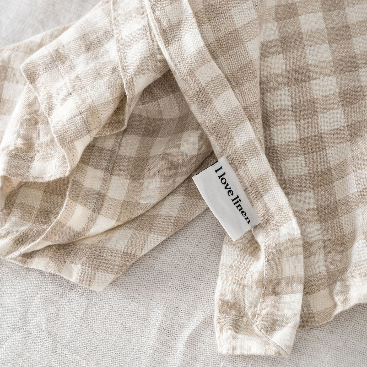 French Flax Linen Napkins (Set Of 4) in Beige Gingham