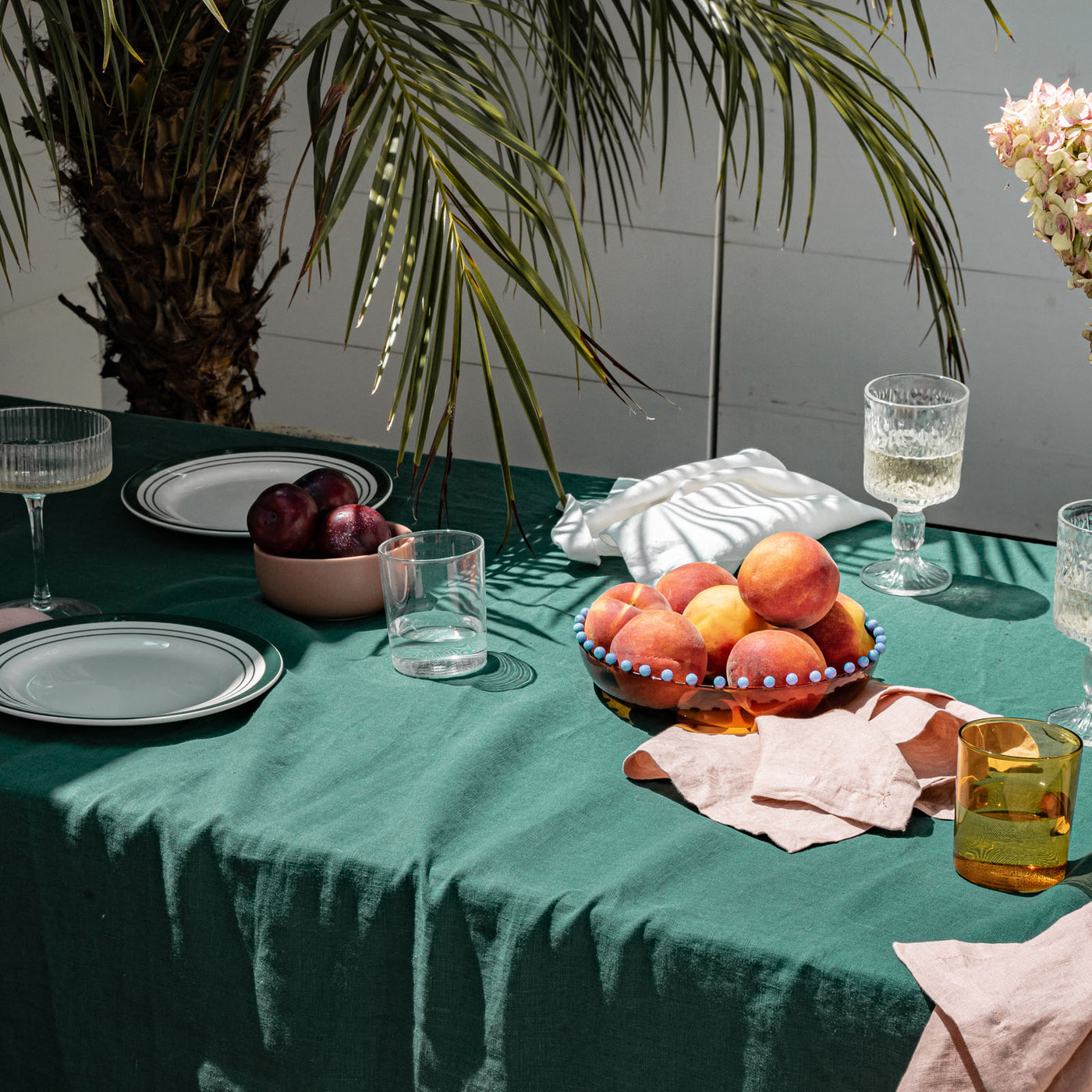 French Flax Linen Table Cloth in Jade