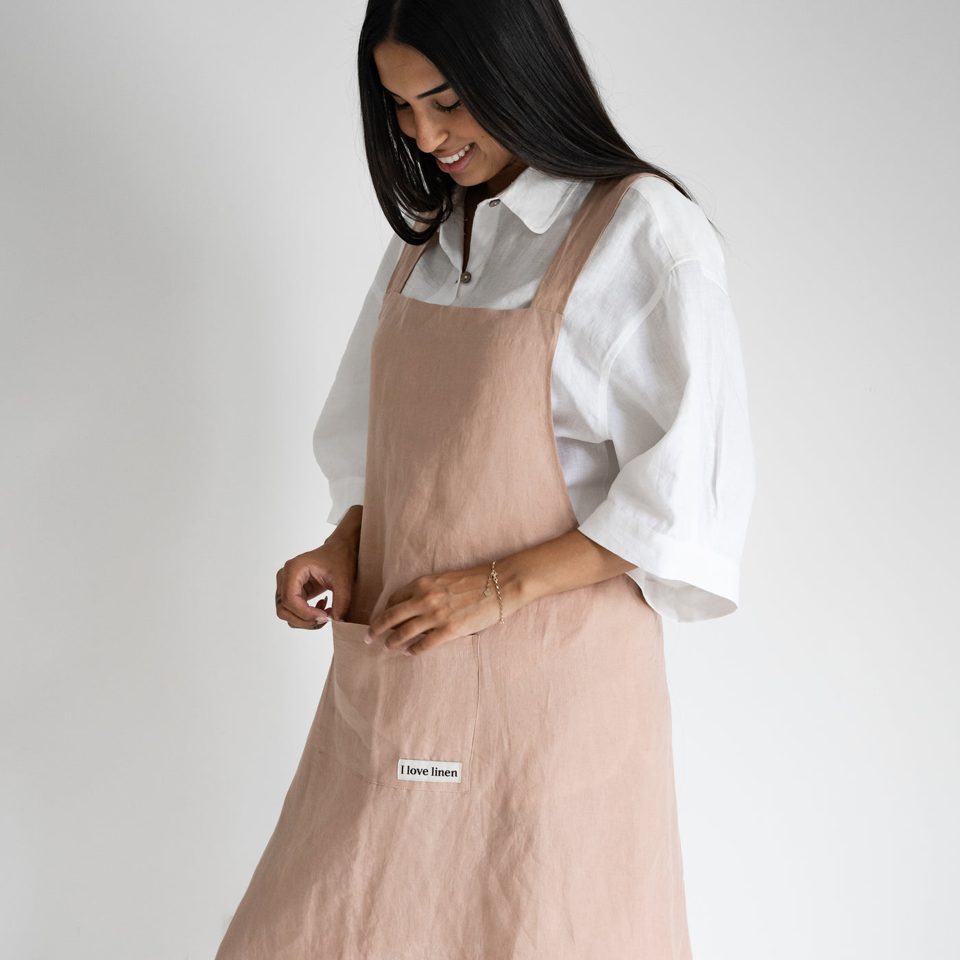French Flax Linen Apron in Clay