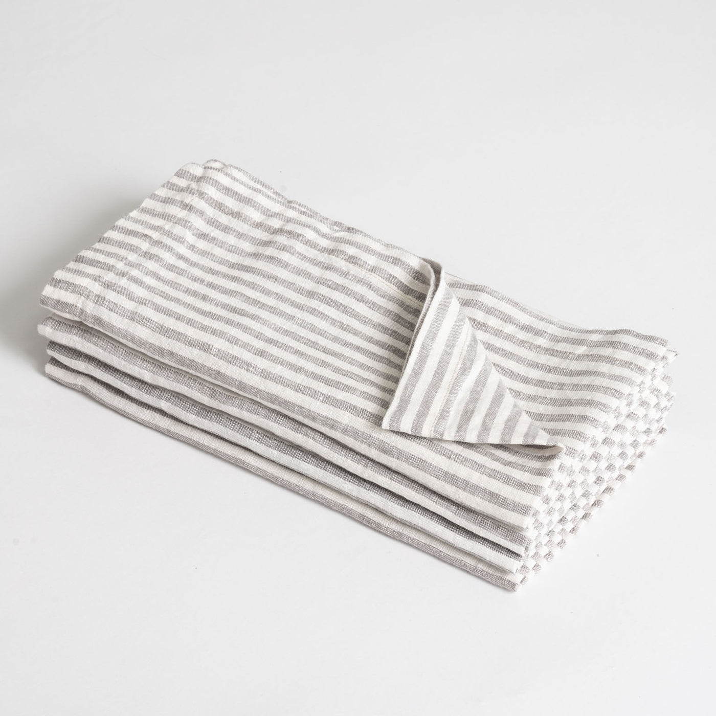 French Flax Linen Napkins (Set of 4) in Grey Stripe