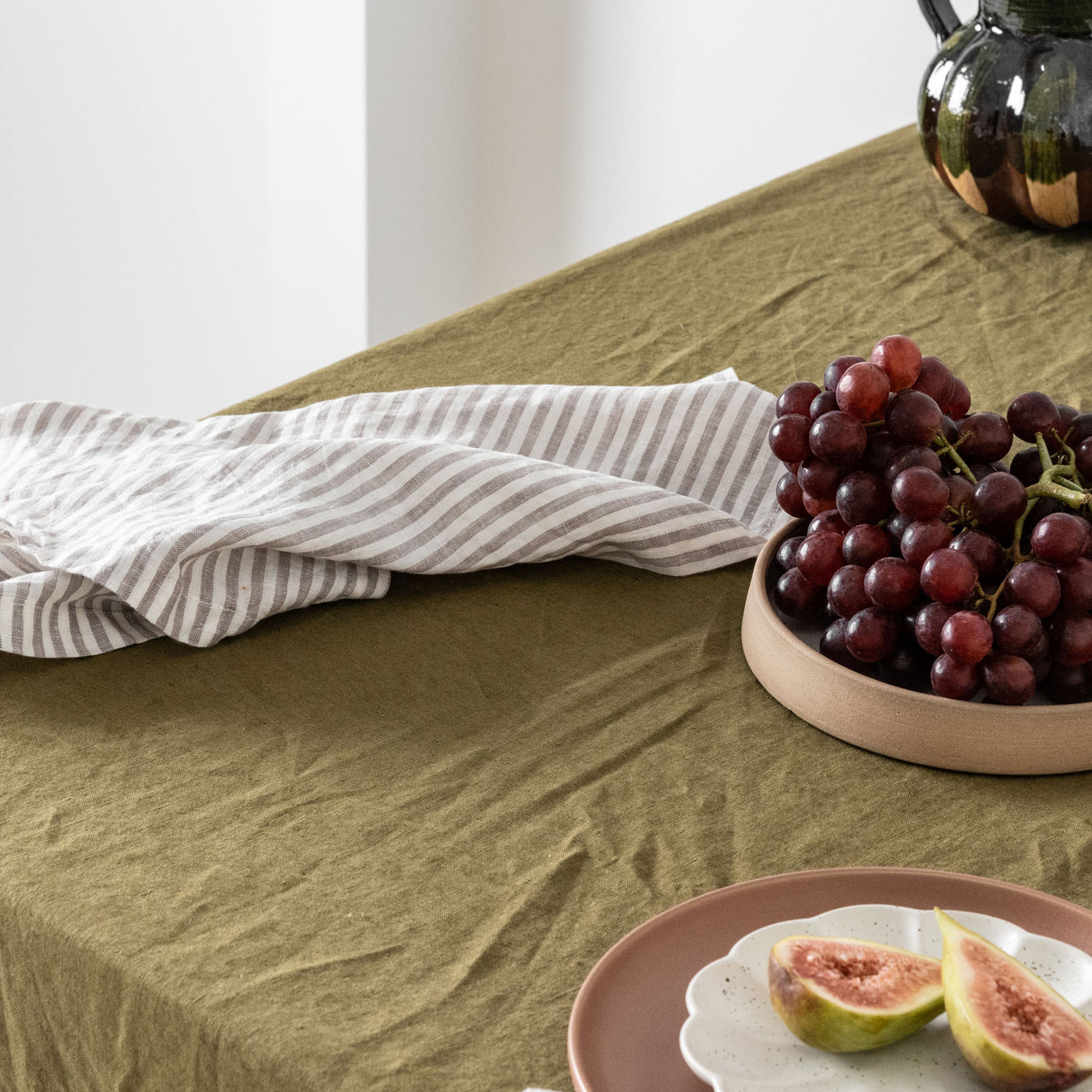 French Flax Linen Napkins (Set Of 4) in Grey Stripe