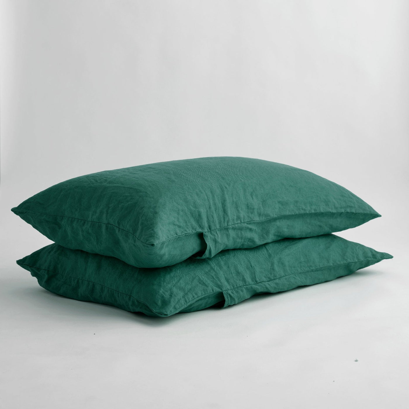 French Flax Linen Pillowcase Set in Jade