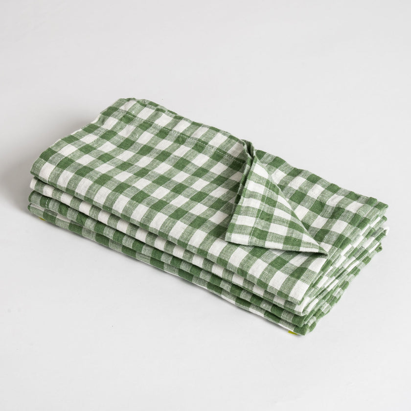 French Flax Linen Napkins (Set Of 4) in Ivy Gingham