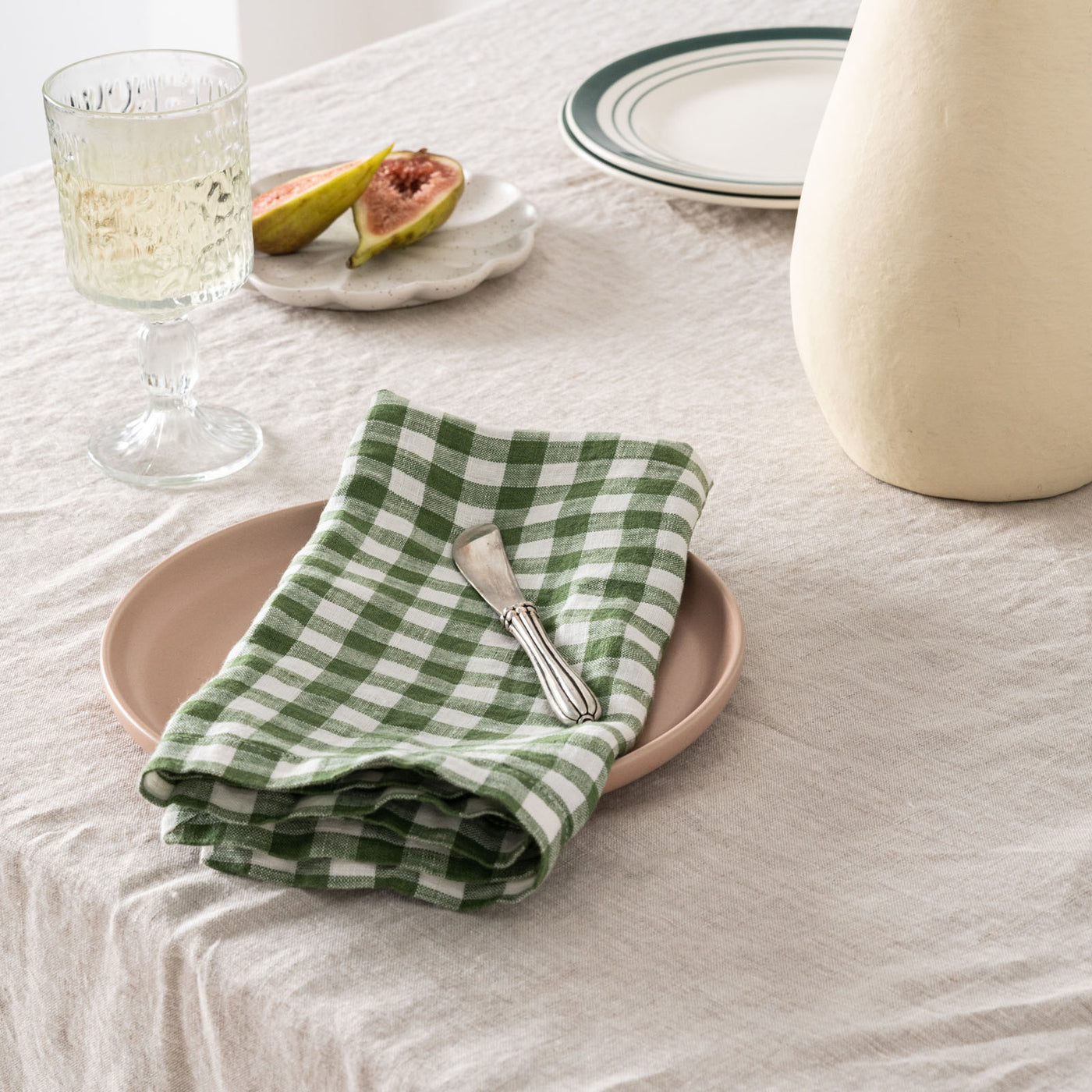 French Flax Linen Napkins (Set Of 4) in Ivy Gingham