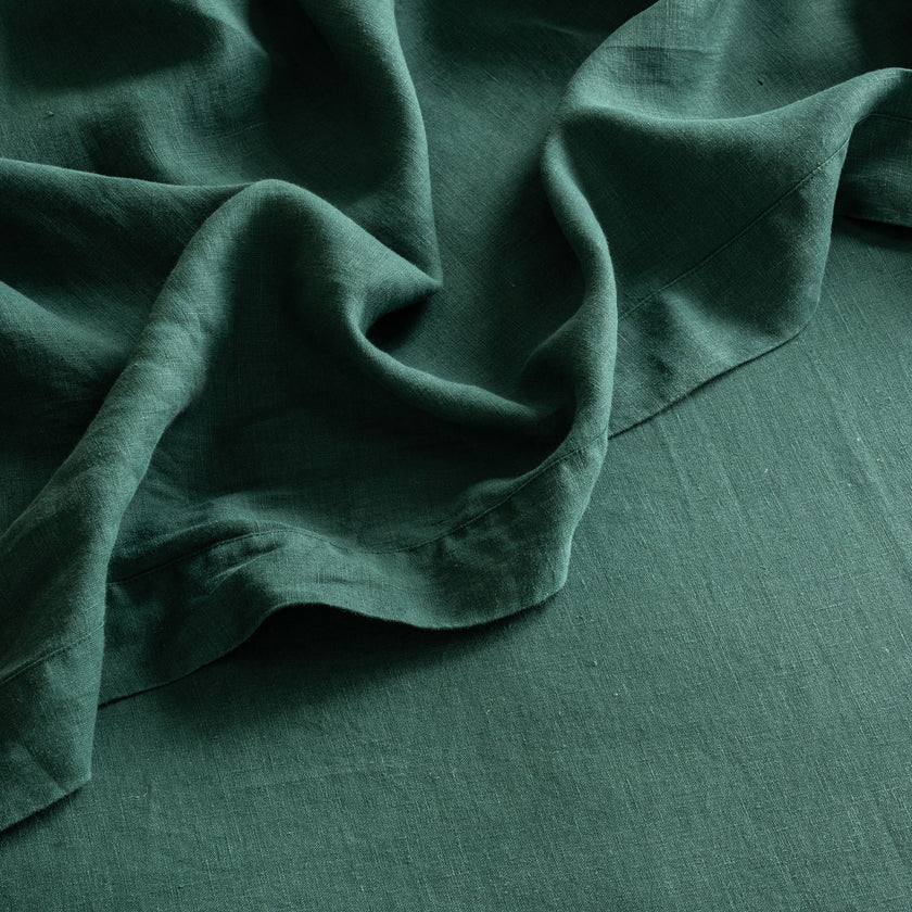 French Flax Linen Flat Sheet in Jade