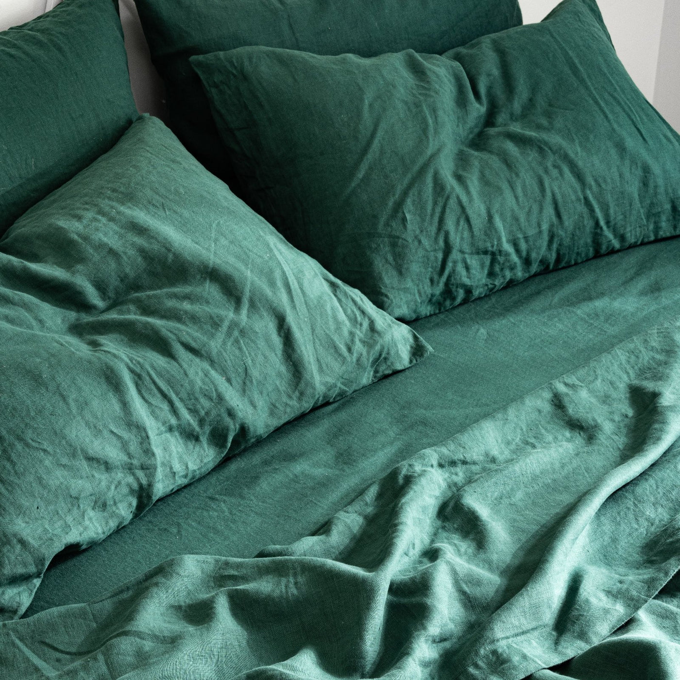 French Flax Linen Pillowcase Set in Jade