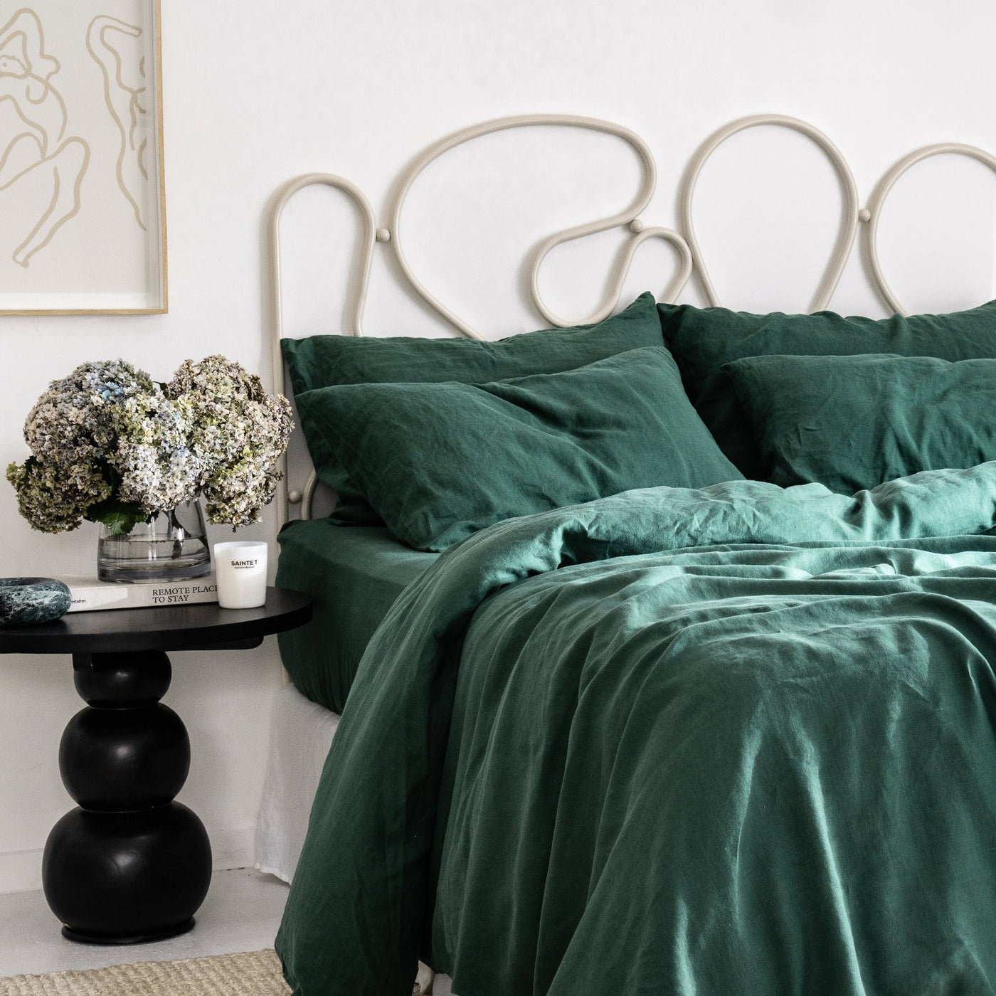 French Flax Linen Pillowcase Set in Jade