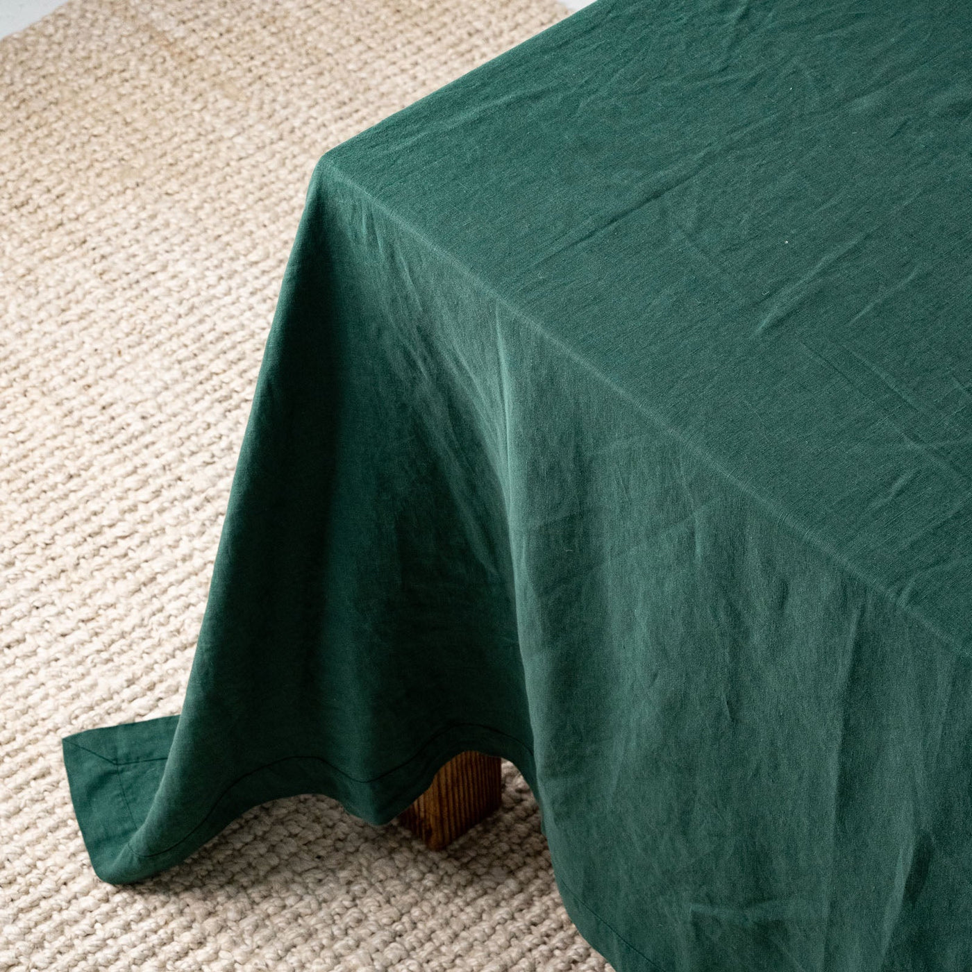 French Flax Linen Table Cloth in Jade