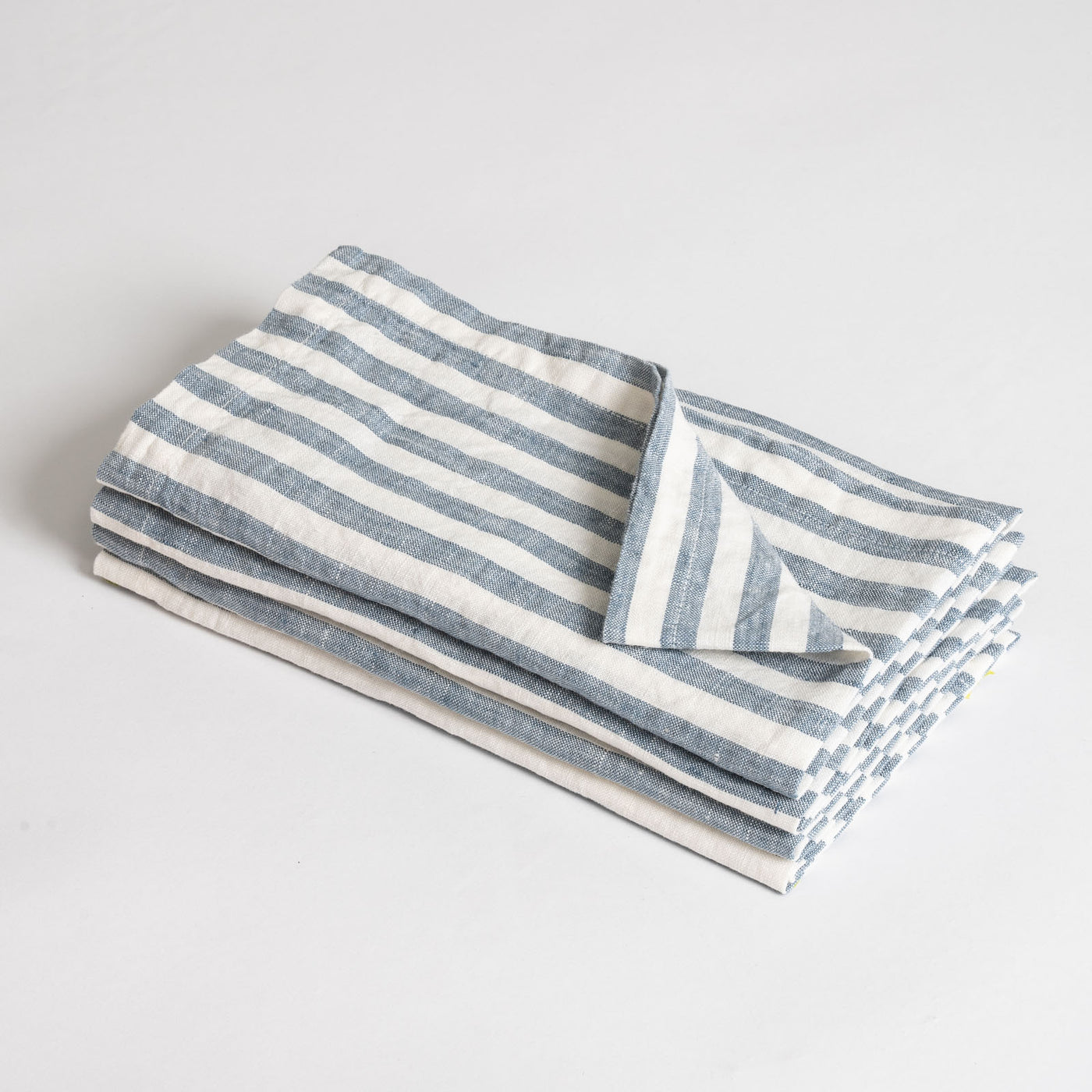 French Flax Linen Napkins (Set Of 4) in Marine Blue Stripe