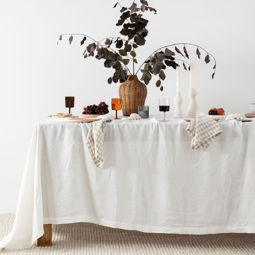 French Flax Linen Table Cloth in Milk