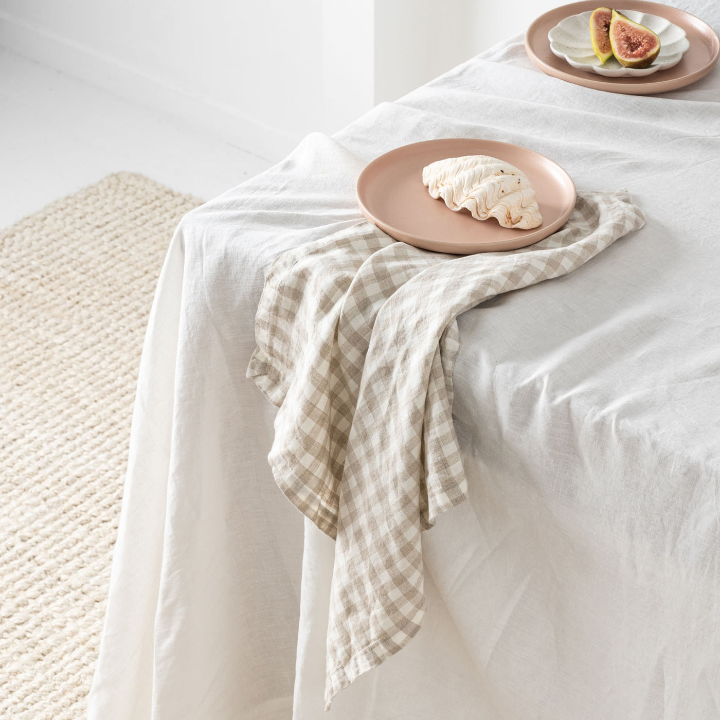 French Flax Linen Table Cloth in Milk