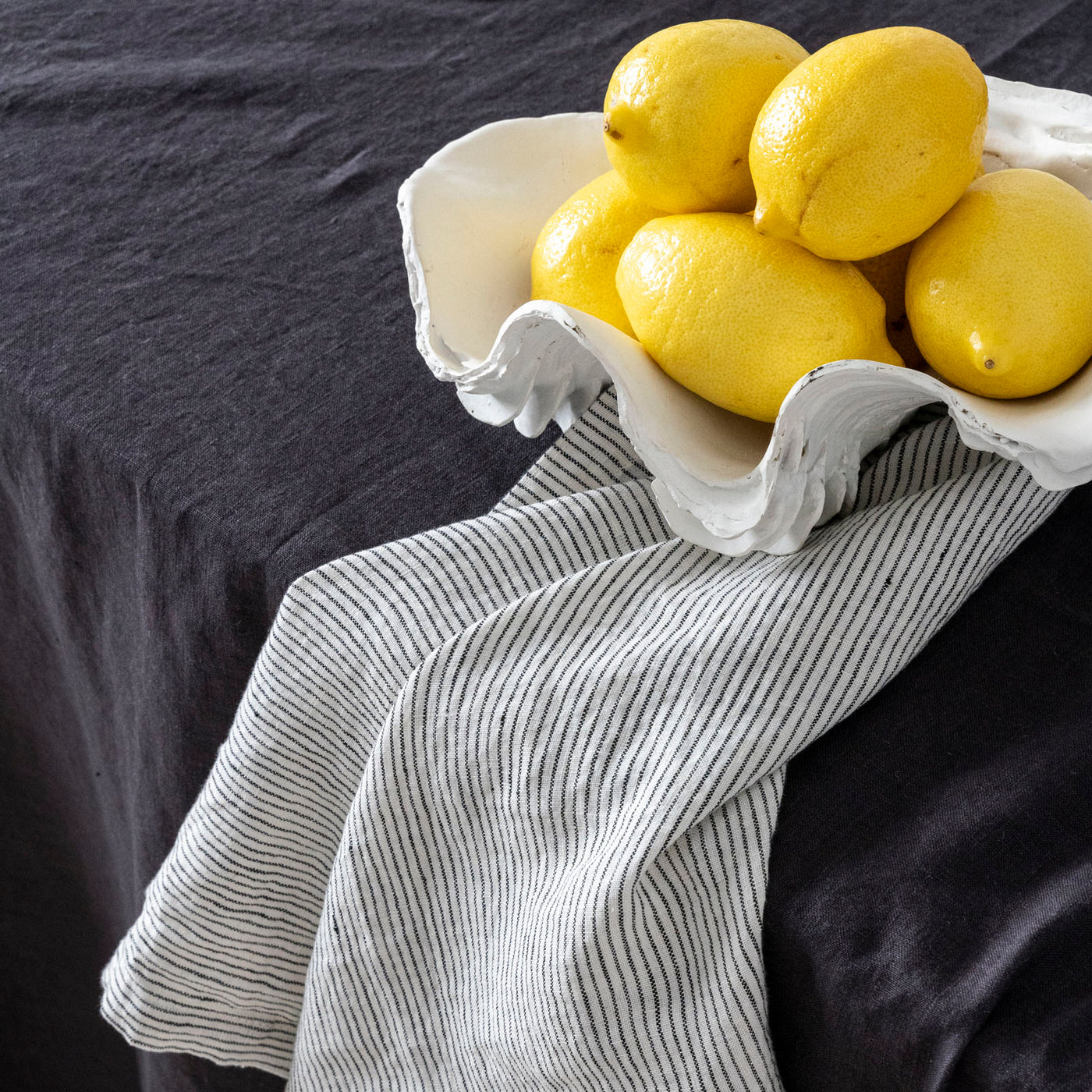 French Flax Linen Napkins (Set Of 4) in Pinstripe