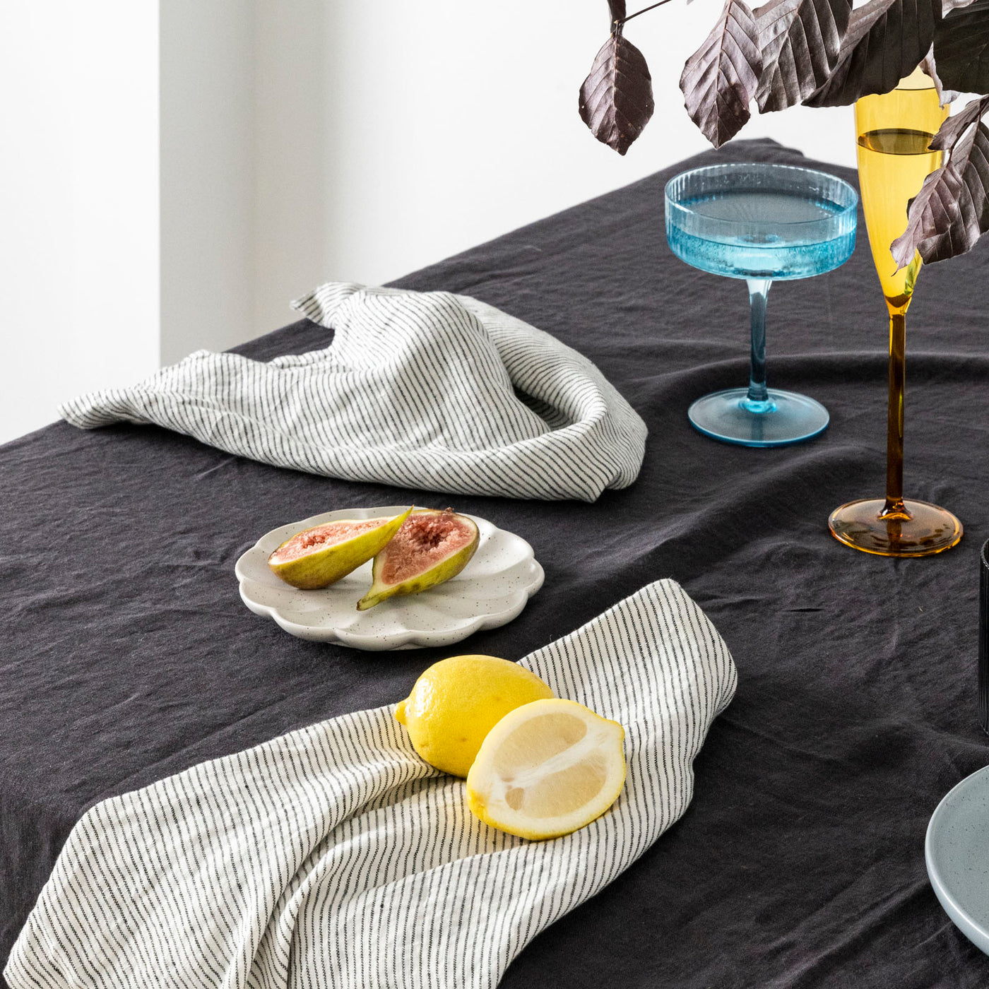 French Flax Linen Napkins (Set Of 4) in Pinstripe