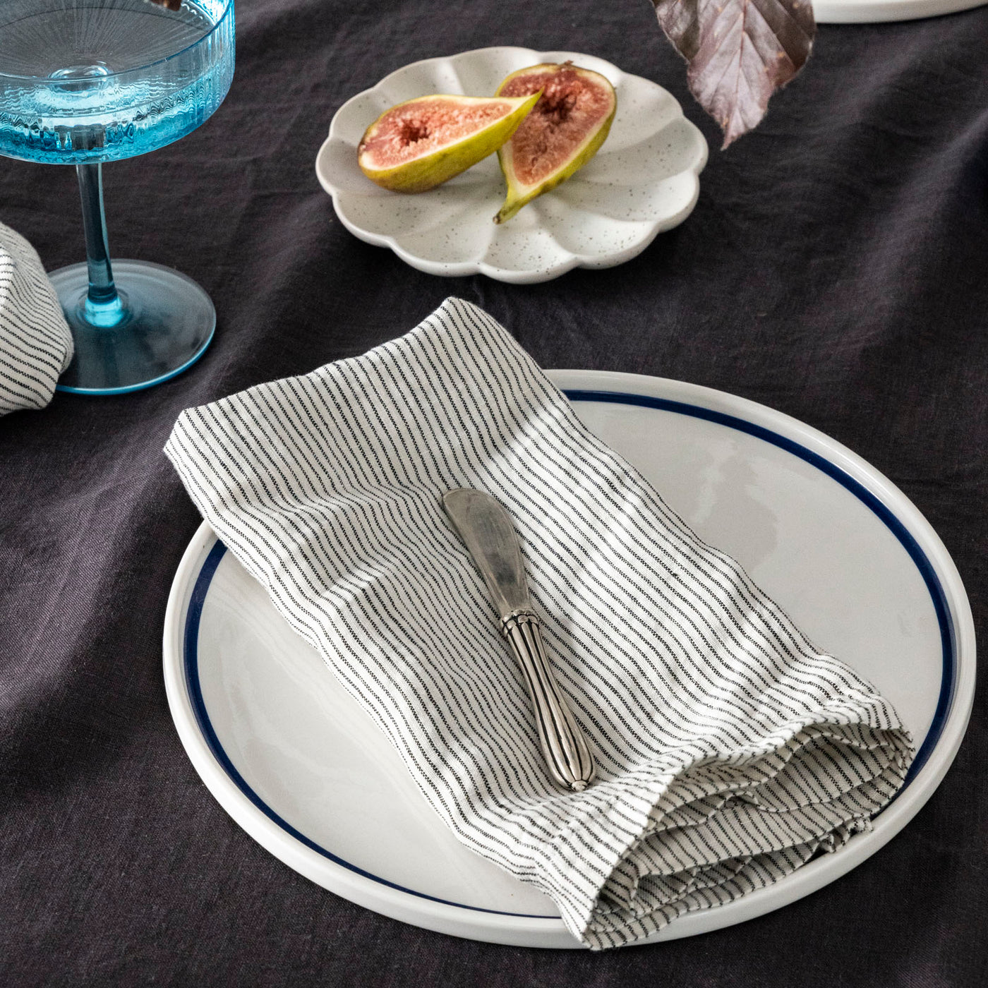 French Flax Linen Napkins (Set Of 4) in Pinstripe