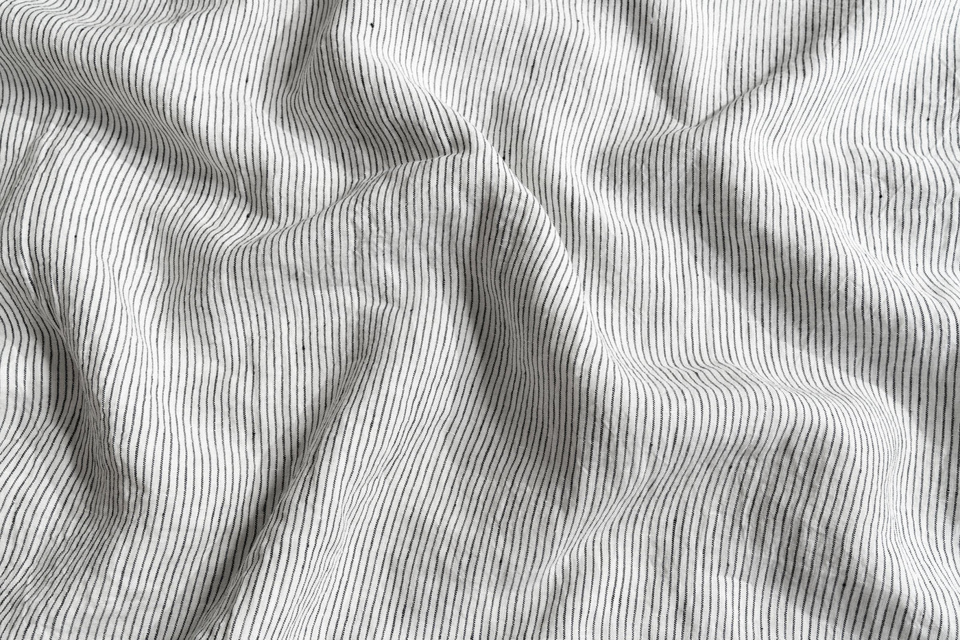 French Flax Linen Swatch in Pinstripe
